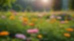 Close-up view of a serene nature setting with bright flowers